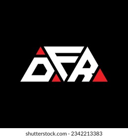 DFR triangle letter logo design with triangle shape. DFR triangle logo design monogram. DFR triangle vector logo template with red color. DFR triangular logo Simple, Elegant, and Luxurious design.