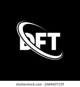 DFT-Logo. DFT-Brief. Logo-Design für DFT-Buchstaben. Initialen DFT-Logo mit Kreis und Großbuchstaben-Monogramm-Logo verknüpft. DFT-Typografie für Technologie, Business und Immobilien Marke.