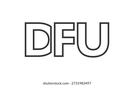 DFU logo design template with strong and modern bold text. Initial based vector logotype featuring simple and minimal typography. Trendy company identity ideal for businesses brand presence.