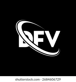 Logotipo de DFV. Carta DFV. Diseño del logotipo de la letra DFV. Logotipo de DFV con el círculo y el logotipo del monograma en mayúsculas. Tipografía DFV para tecnología, negocio y marca inmobiliaria.