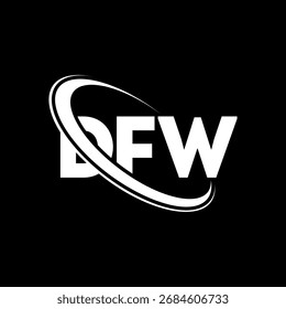 DFW-Logo. DFW-Brief. Design des DFW-Brieflogos. Initialen DFW-Logo mit Kreis- und Großbuchstaben-Monogramm-Logo verknüpft. DFW-Typografie für Technologie, Business und Immobilien Marke.