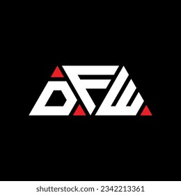 DFW triangle letter logo design with triangle shape. DFW triangle logo design monogram. DFW triangle vector logo template with red color. DFW triangular logo Simple, Elegant, and Luxurious design.
