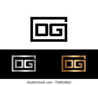 DG Box Logo. Letter Design Vector with Black Gold Silver Colors
