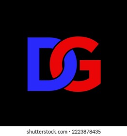 DG brand name initiel letters icon. DG blue and red lettering