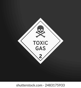 DG - Class 2.3: vector illustration of a white sign indicating toxic gas goods on a black background
