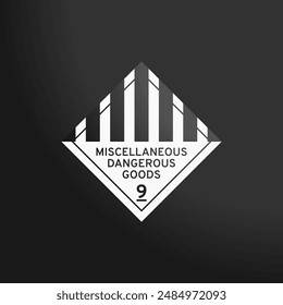 DG - Class 9: vector illustration of a white sign indicating miscellaneous dangerous goods on a black background