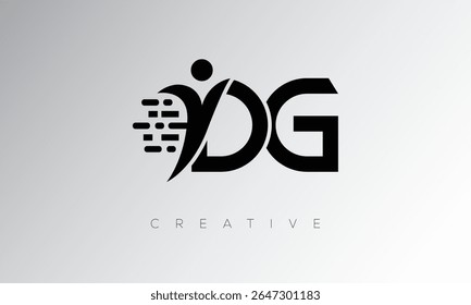 DG Creative Digital Monogram Logo – Futuristic Letter mark Design Featuring Human Shape, Pixel Motion and Minimal Tech Style for Innovative Branding Identity