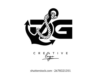 DG Creative Monogram Latter Logo with Anchor and Rope Design