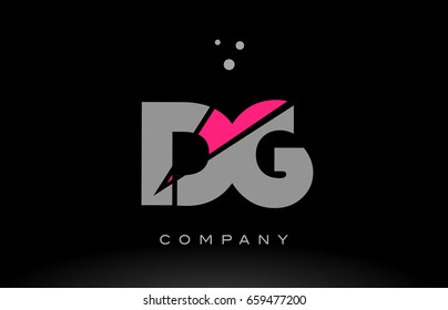dg d g alphabet letter logo pink grey black creative company vector icon design template