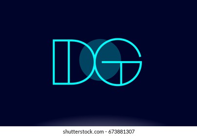 dg d g blue line circle letter logo alphabet creative company vector icon design template