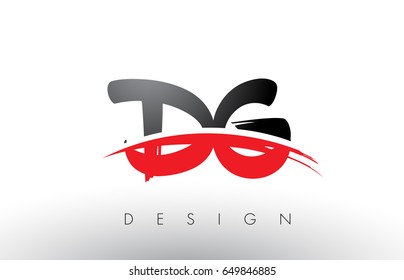 DG D G Brush Logo Letters Design with Red and Black Colors and Brush Letter Concept.