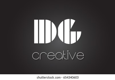 DG D G Creative Letter Logo Design With White and Black Lines.