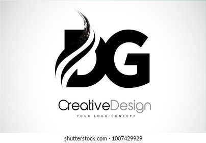 DG D G Creative Modern Black Letters Logo Design with Brush Swoosh
