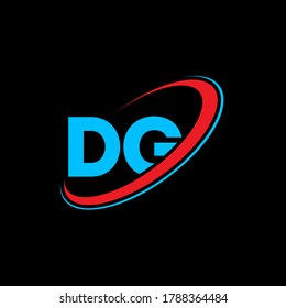 DG D G letter logo design. Initial letter DG linked circle uppercase monogram logo red and blue. DG logo, D G design. dg, d g