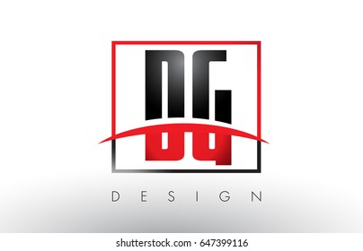DG D G Logo Letters with Red and Black Colors and Swoosh. Creative Letter Design Vector.