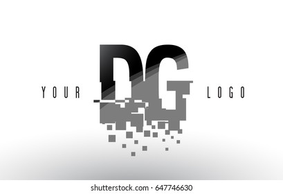 DG D G Pixel Letter Logo with Digital Shattered Black Squares. Creative Letters Vector Illustration.