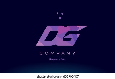 dg d g polygon polygonal letter alphabet text pink purple dots creative company logo vector icon design template