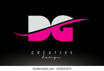 DG D G White and Roink Letter Logo mit Swoosh und Kurven.