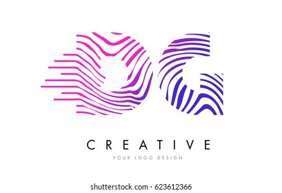 DG D G Zebra Letter Logo Design with Black and White Stripes Vector