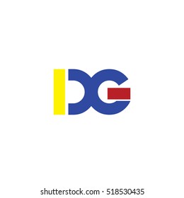 DG flat initial letter logo combining yellow blue red