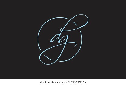 dg or gd Cursive Letter Initial Logo Design, Vector Template