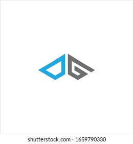 DG or GD unique monogram style vector logo design with blue and grey.
