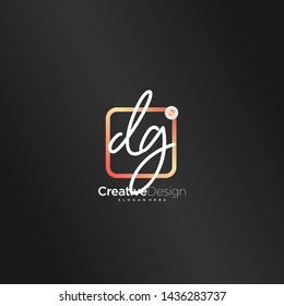 DG initial handwriting with color logo icon template vector.