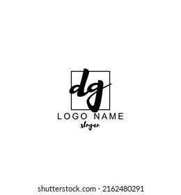 DG Initial Handwriting Logo Design Template Vector