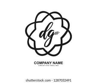 DG Initial Handwriting Logo Template Vector