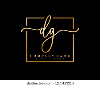 DG Initial handwriting square minimalist logo vector