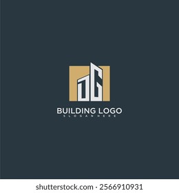 DG initial letter building logo for real estate with square design