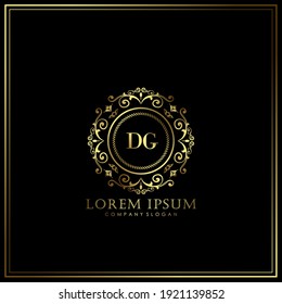DG Initial Letter Luxury Logo template in vector art for Restaurant, Royalty, Boutique, Cafe, Hotel, Heraldic, Jewelry, Fashion and other vector illustration.