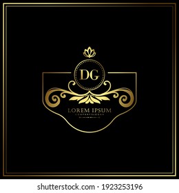 DG Initial Letter Luxury Logo template in vector art for Restaurant, Royalty, Boutique, Cafe, Hotel, Heraldic, Jewelry, Fashion and other vector illustration.