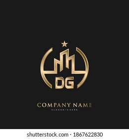 DG Initial Letter Real Estate Luxury House Logo Vektorgrafik für Unternehmen, Gebäude, Architektur