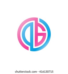 DG initial letters linked circle logo pink blue