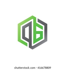 DG initial letters loop linked hexagon logo black gray green