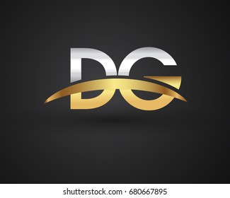 DG initial logo company name colored gold and silver swoosh design. vector logo for business and company identity.
