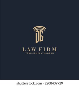 DG initial monogram lawfirm logo with pillar design
