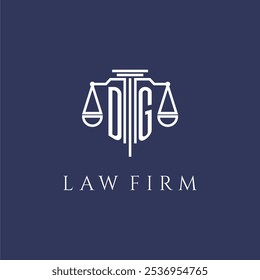 Monograma inicial da DG para o logotipo da empresa de advocacia com imagem vetorial em escalas