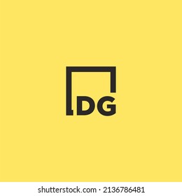 DG initial monogram logo with square style design