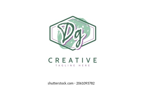 Dg Initials, handwriting logo vector