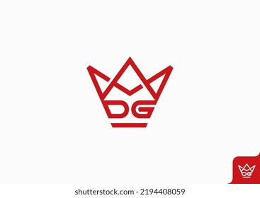 Letra DG con diseño de logotipo de corona concepto minimalista plano