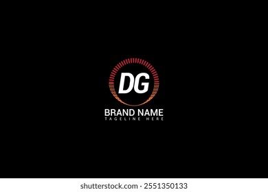 Projeto criativo do logotipo da carta da DG. Projeto exclusivo da DG. Projeto do logotipo da carta da DG em fundo preto.