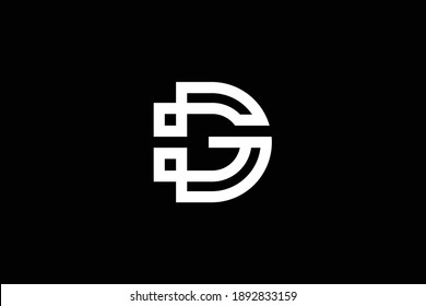 Diseño del logotipo de la letra DG sobre fondo de lujo. Concepto del logotipo de la letra de la letra de la letra del monograma GD. Diseño de iconos de DG. Icono de la letra blanca elegante y profesional de GD sobre fondo negro.