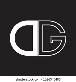 DG Letter logo monogram with oval shape negative space design template