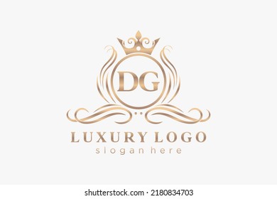 DG Letter Royal Luxury Logo template in vector art for Restaurant, Royalty, Boutique, Cafe, Hotel, Heraldic, Jewelry, Fashion and other vector illustration.