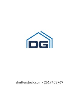 DG lettering Home icon vector illustration with blue colors Logo.