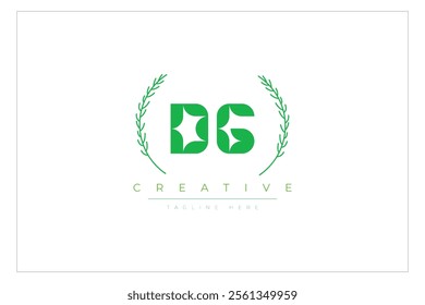 DG letters eco logo with leaf. Fresh nature and healthy leaf logo design.