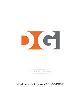 DG Logo Letter with Modern Negative space - Orange and Grey Color EPS 10