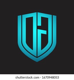 DG Logo monogram with emblem shield design isolated with blue colors on black background